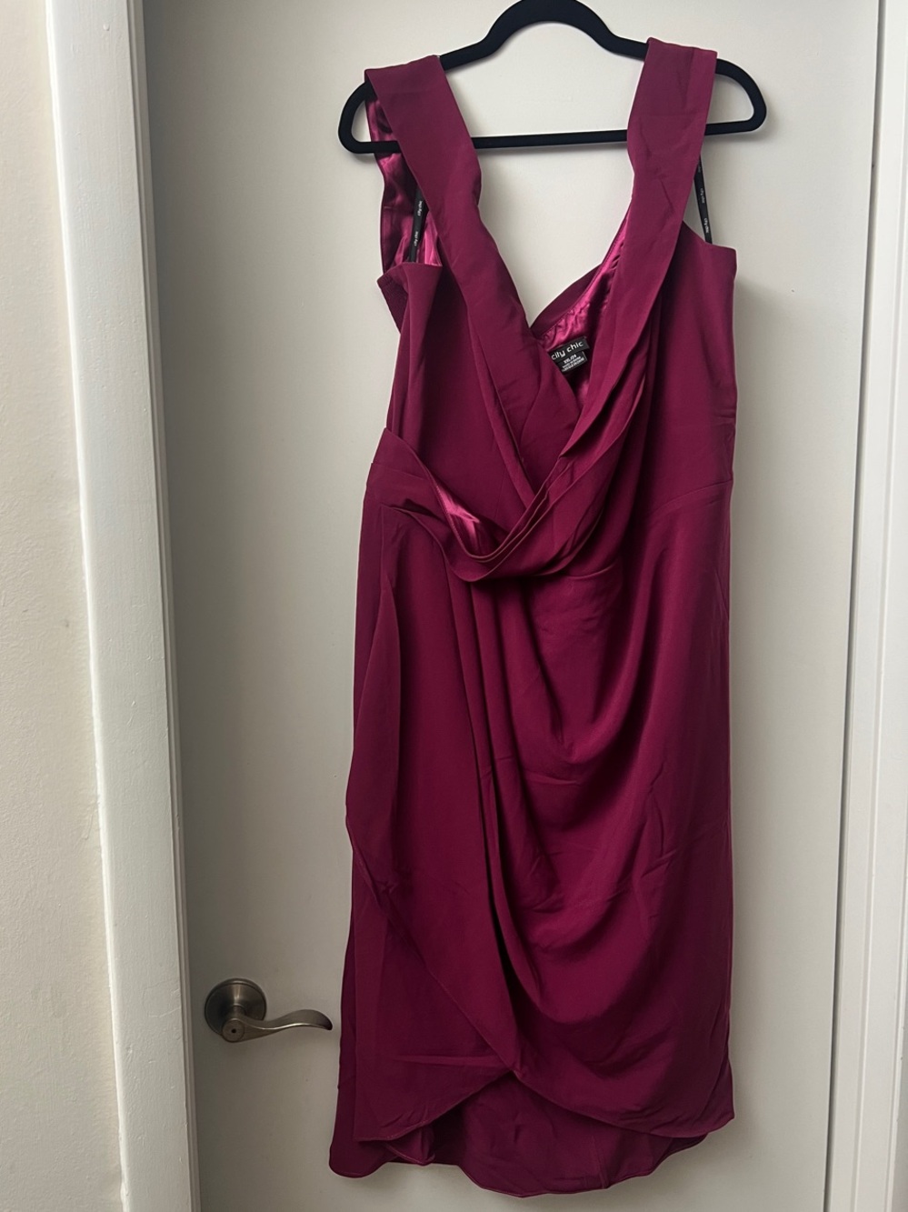 City Chic Off Shoulder Cocktail Dress - Magenta